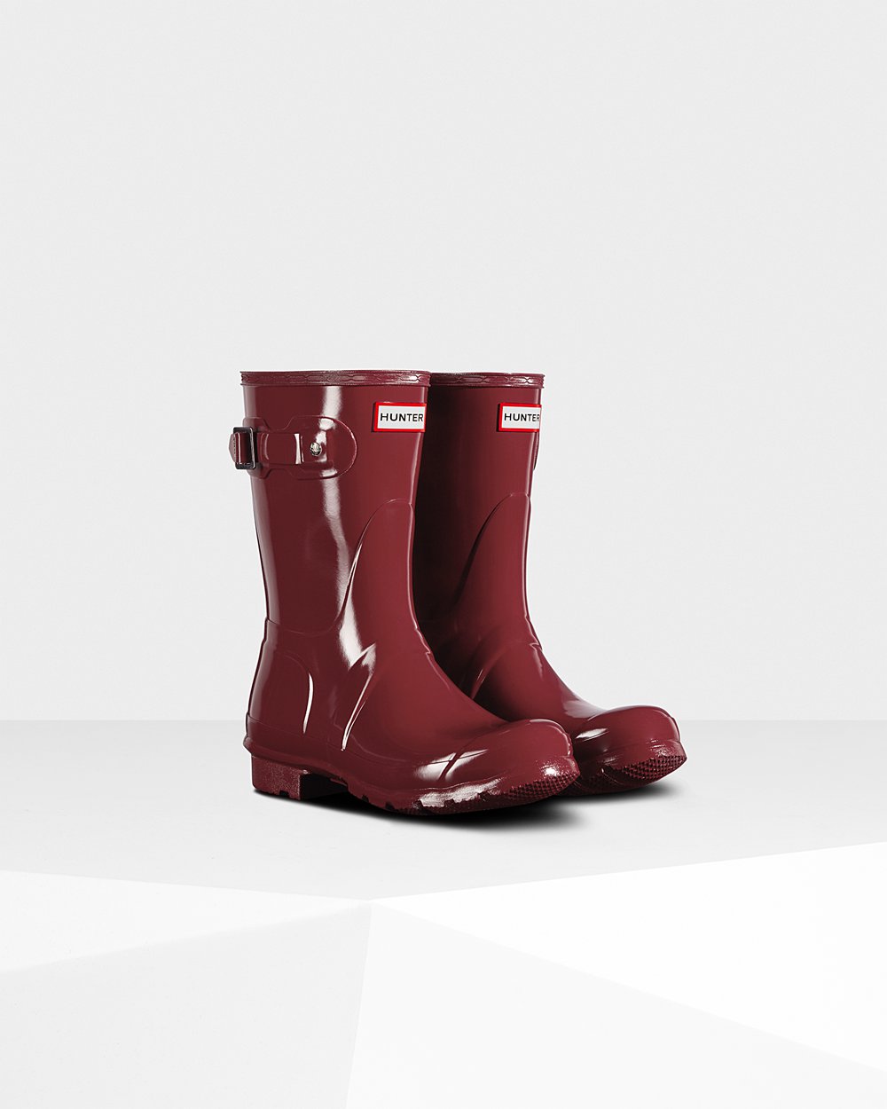 Botas De Cortas Original Gloss Hunter Mujer - Grises Rojos - 084137NHO